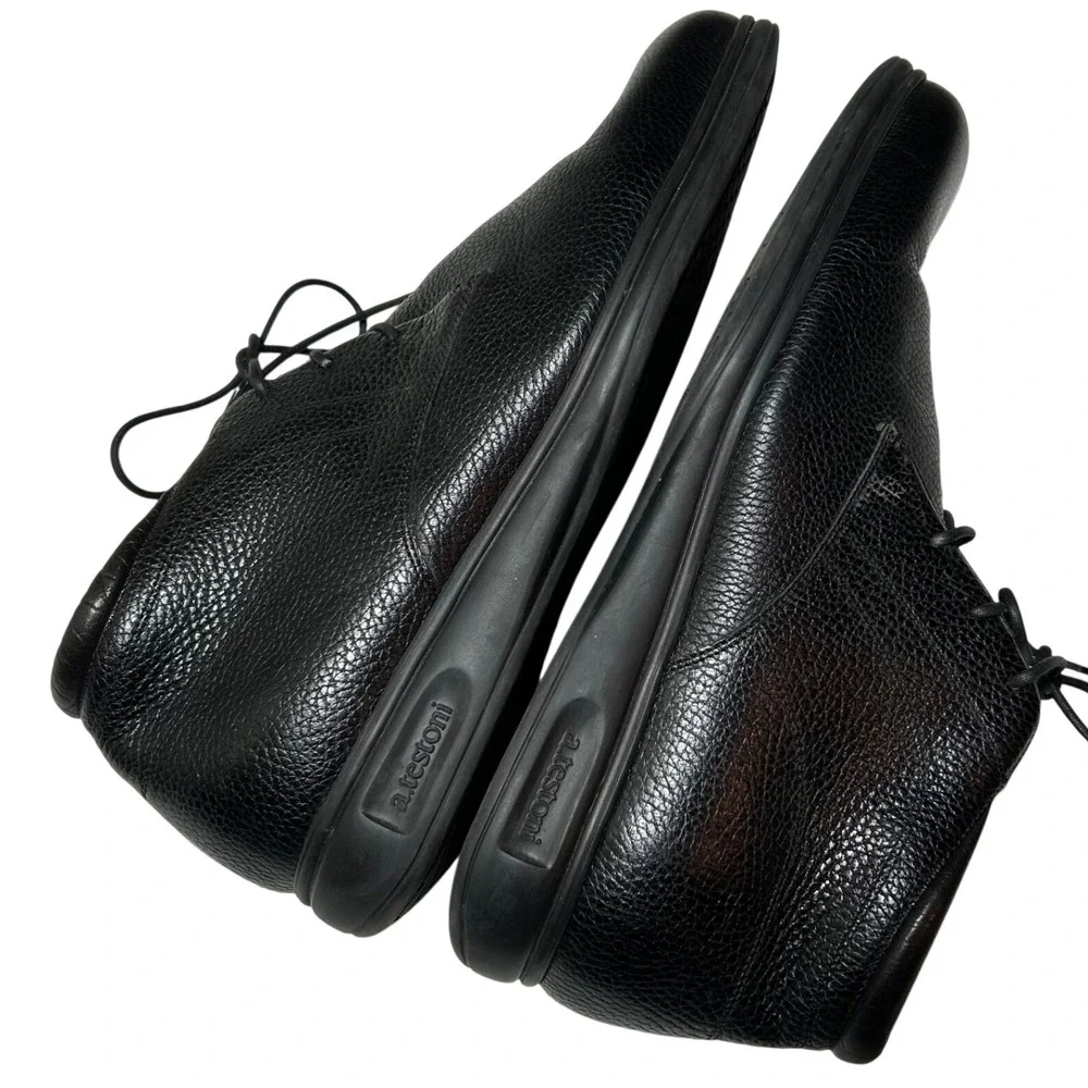 A. Testoni Mens Black Pebbled Leather Chukka Boots Made in Italy‎ Size 11